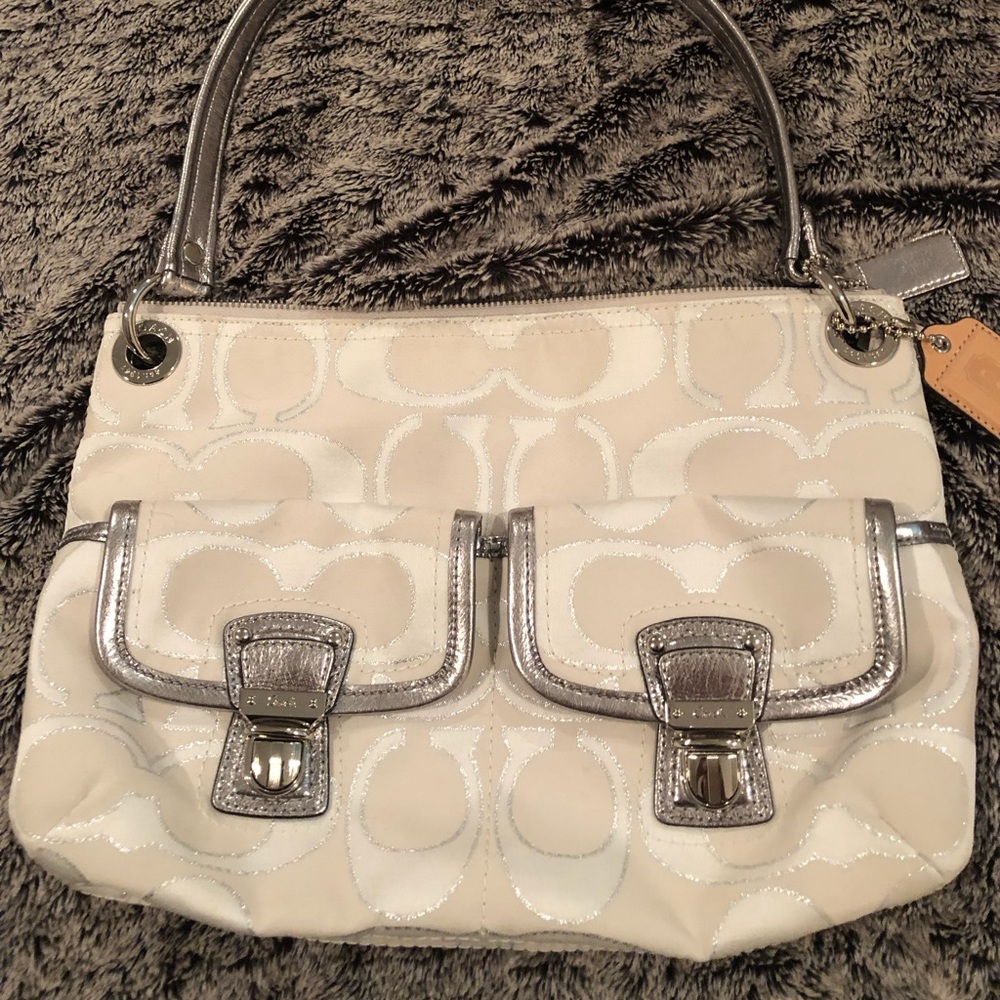 Coach fabric shoulder bag with bling